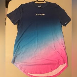 Pink/blue gradient Hollister crewneck T-shirt